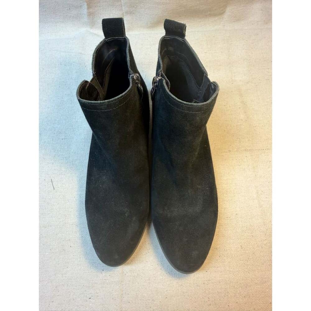 Michael Kors Black Suede Ankle Boots With Zipper And Low Heel